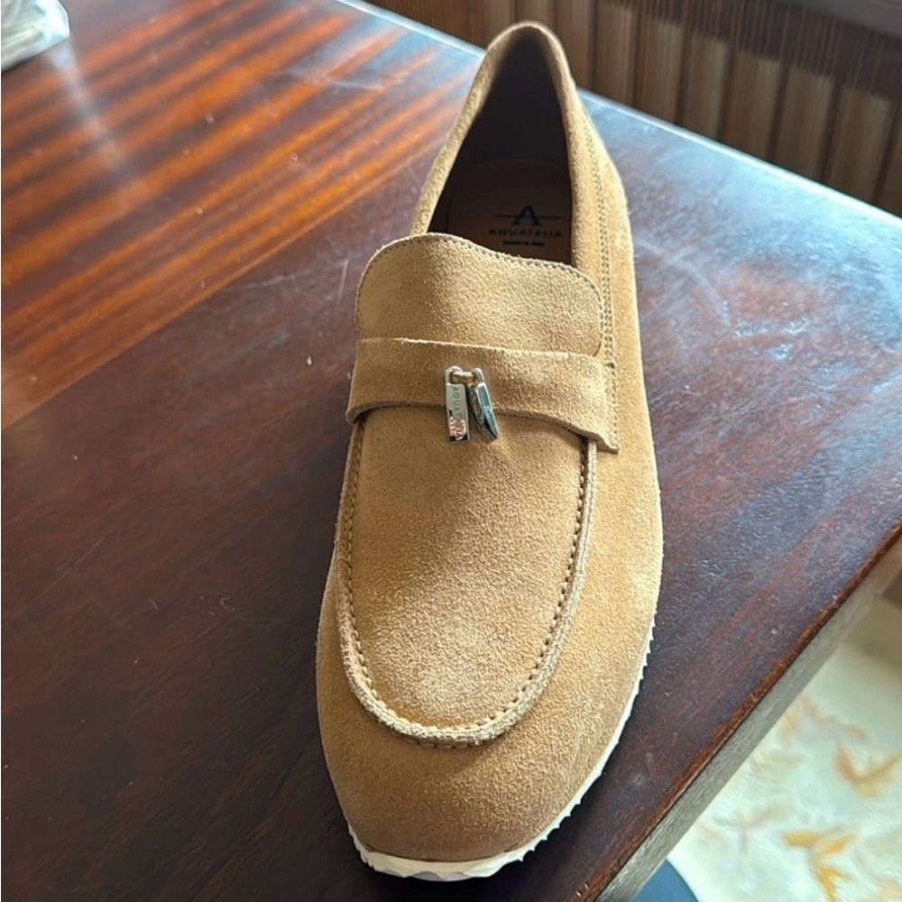 Aquatalia Tan Suede Slip-On Loafers - NEW